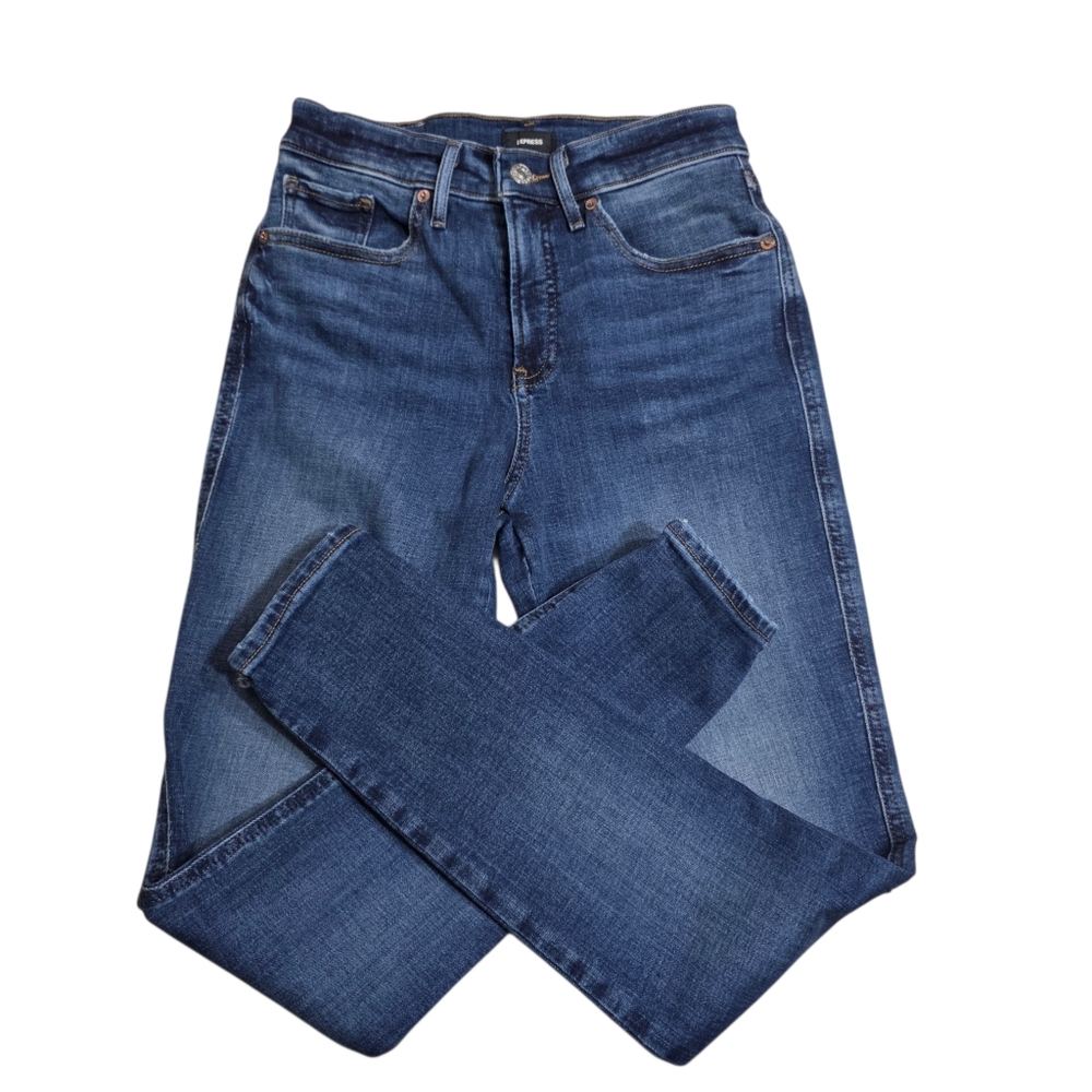 Express Slim Skinny Jeans in Blue Wash Sz 2 - Picture 3 of 10